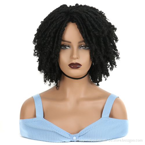 Dreadlock Wig Braid Twist Black Brown Short Curly Heat Resistant Fiber Synthetic Daily Party Replacement for Women
